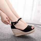 Straw Platform Wedge Shoes