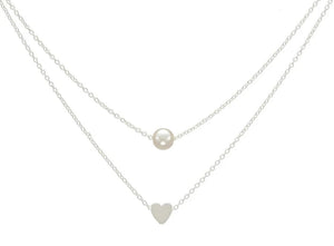 Sweet Double Layers Imitation Pearls Heart-shaped Pendant Necklace