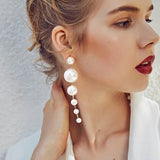 Trendy Elegant Big Simulated Pearl Earrings