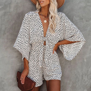 Leopard Print Bowknot Romper