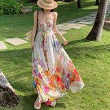 Summer Floral Print Boho Maxi Dress