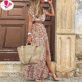 Vintage Paisley Print Long Dress