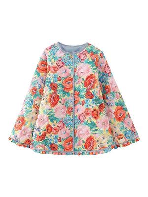 Fashion Floral Print Cotton Coat