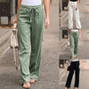 Elastic Waist Straight Linen Pants