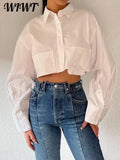 Elegant Long Sleeve Crop Blouse