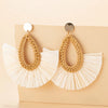 Rattan Raffia Tassel Pendant Earrings