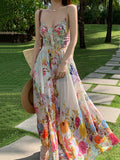 Summer Floral Print Boho Maxi Dress