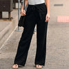 Elastic Waist Straight Linen Pants