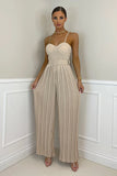 Summer Solid Pleated Wide Leg Jumpsuit