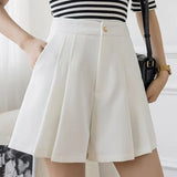 Solid Color Pleated Shorts