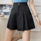 Solid Color Pleated Shorts