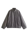 Warm Gray Long Sleeve Bomber Jacket