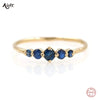 Blue Round Zircon Ring