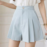 Solid Color Pleated Shorts