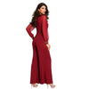 V Neck Long Sleeves Lapel Solid Jumpsuit